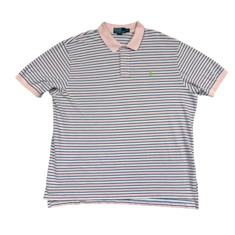 Polo Ralph Lauren Polo Shirt Men XXL Pink Striped Short Sleeve Classic Preppy
